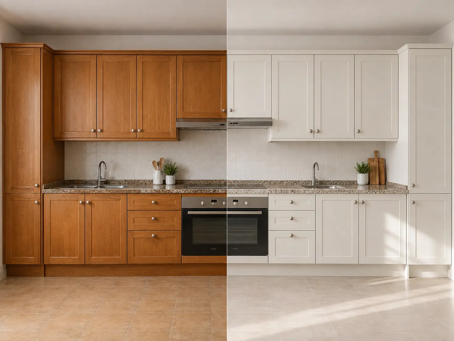 Kitchen respray before and after transformation by My Wonder Kitchen